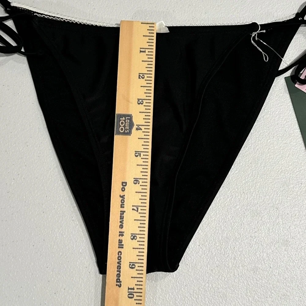Wild Fable Black Side Tie Bikini Bottom Extra Cheeky High Leg Small NEW - Picture 10 of 11